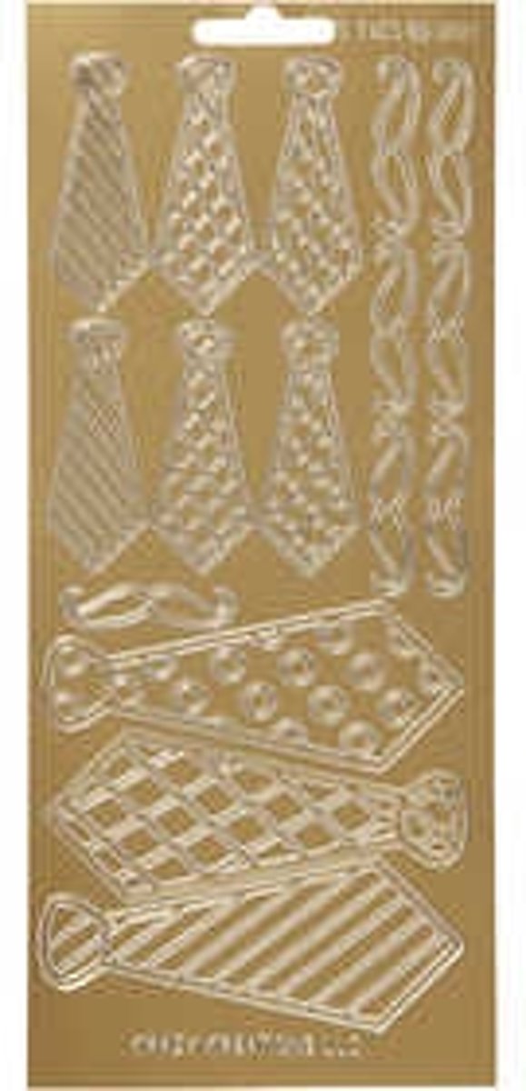 Stickers, vel 10x23 cm, goud, strikken, 1vel [HOB-170147]